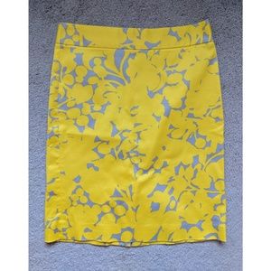 J. Crew Yellow/Grey Floral Pencil Skirt